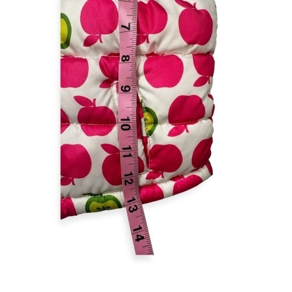 Old Navy Puffer Vest Pink Apple Print Excellent 18-24M Toddler Kids - Picture 7 of 10
